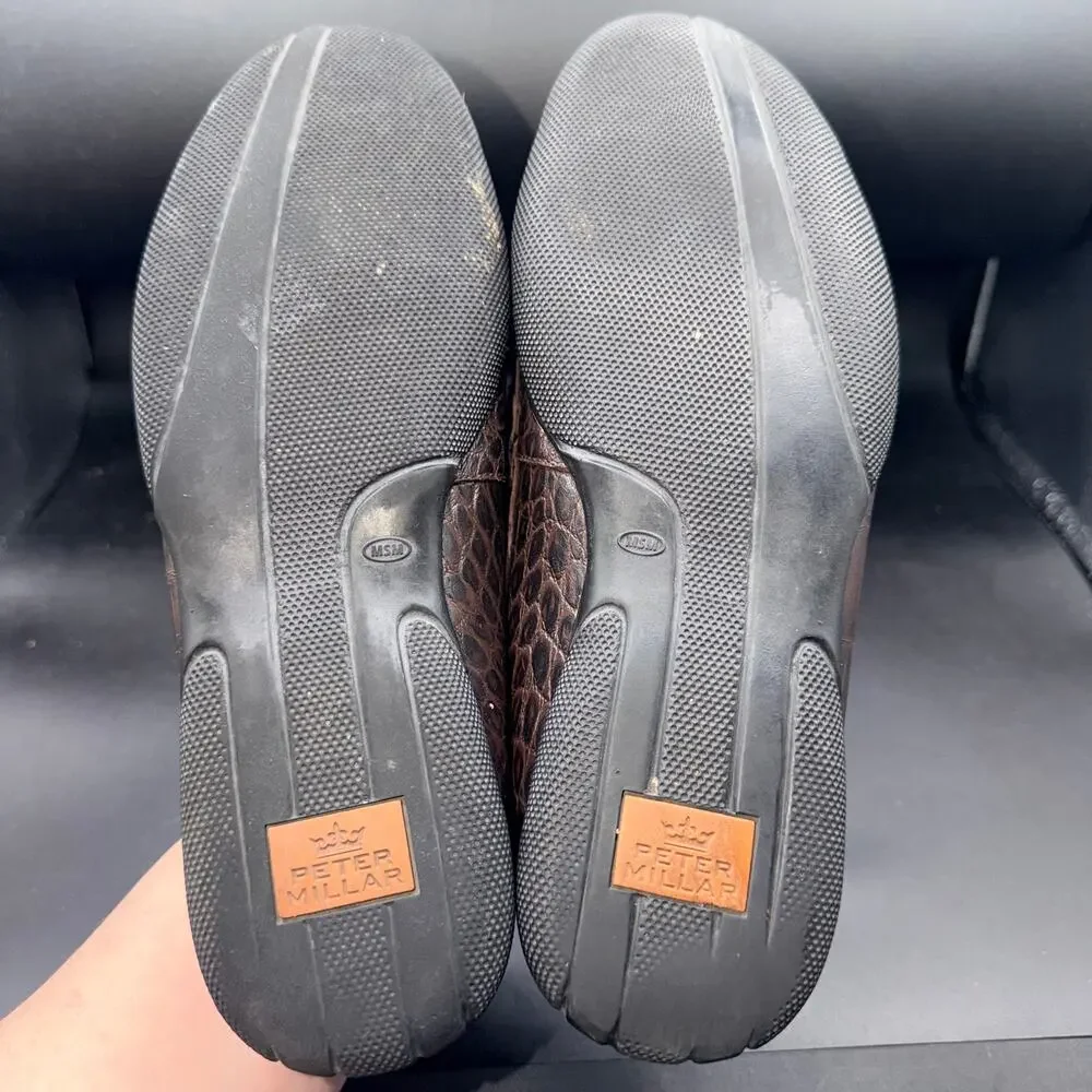 Peter Millar Brown Croc Embossed Bit Loafers Men’s 8.5M Made In Brazil